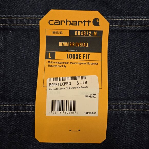Carhartt Denim Bib Overalls Loose Fit Sz 30x34 NEW - Picture 5 of 6